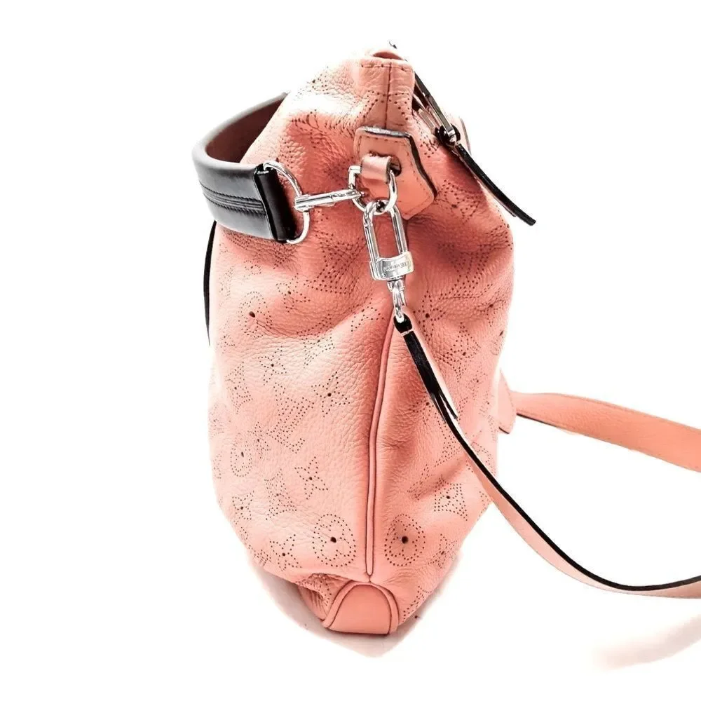 Auth Louis Vuitton Pink Monogram Empreinte LV Mahina Selene PM Tote